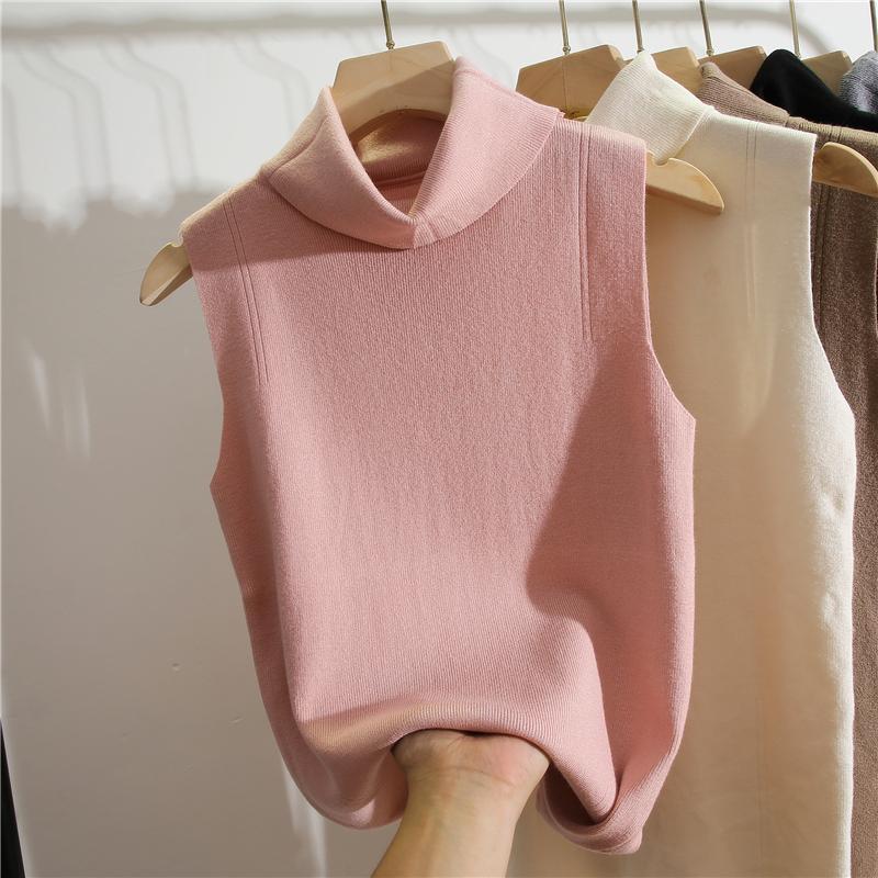 Winter Clothing Essentials For Women - Rollkragenpullover, ärmellos, schmale Passform, Strickoberteil, Damen-Pullover