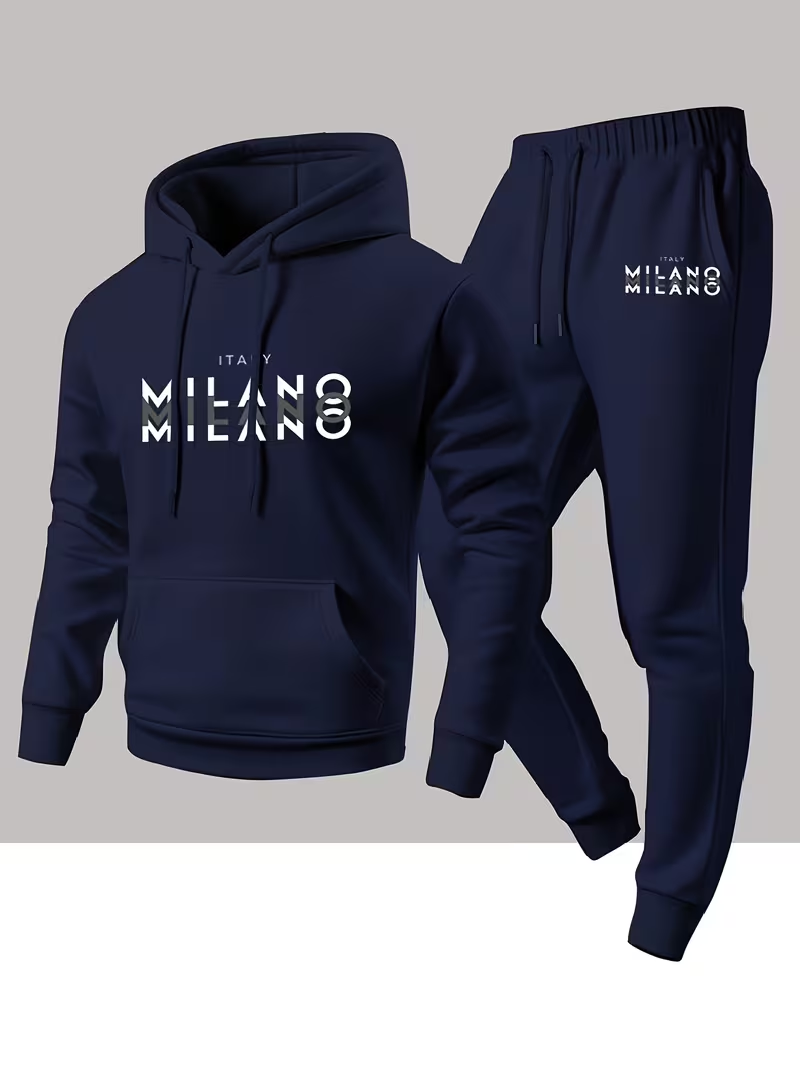 Winter Clothing Usa - Herren Trendiges Mode-Set mit Buchstabendruck Zweiteiliges