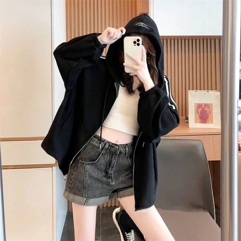 Winter Clothing Essentials For Women - Farbkontrast mit Reißverschluss Damen Hoodies Sweatshirts