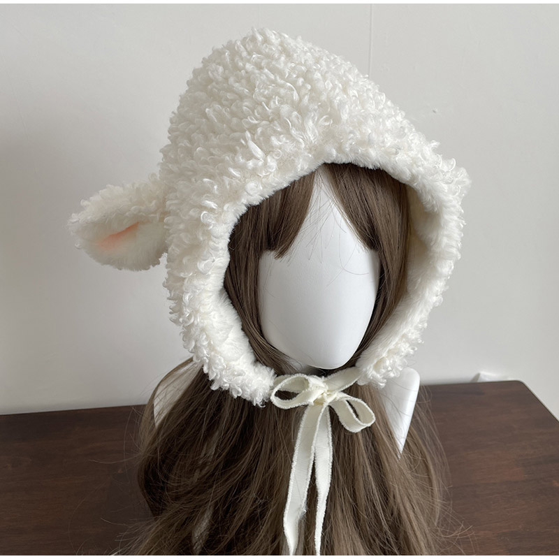 Winter Clothing Earmuffs - Winter Weiß Plüsch Schafe Warme Mütze