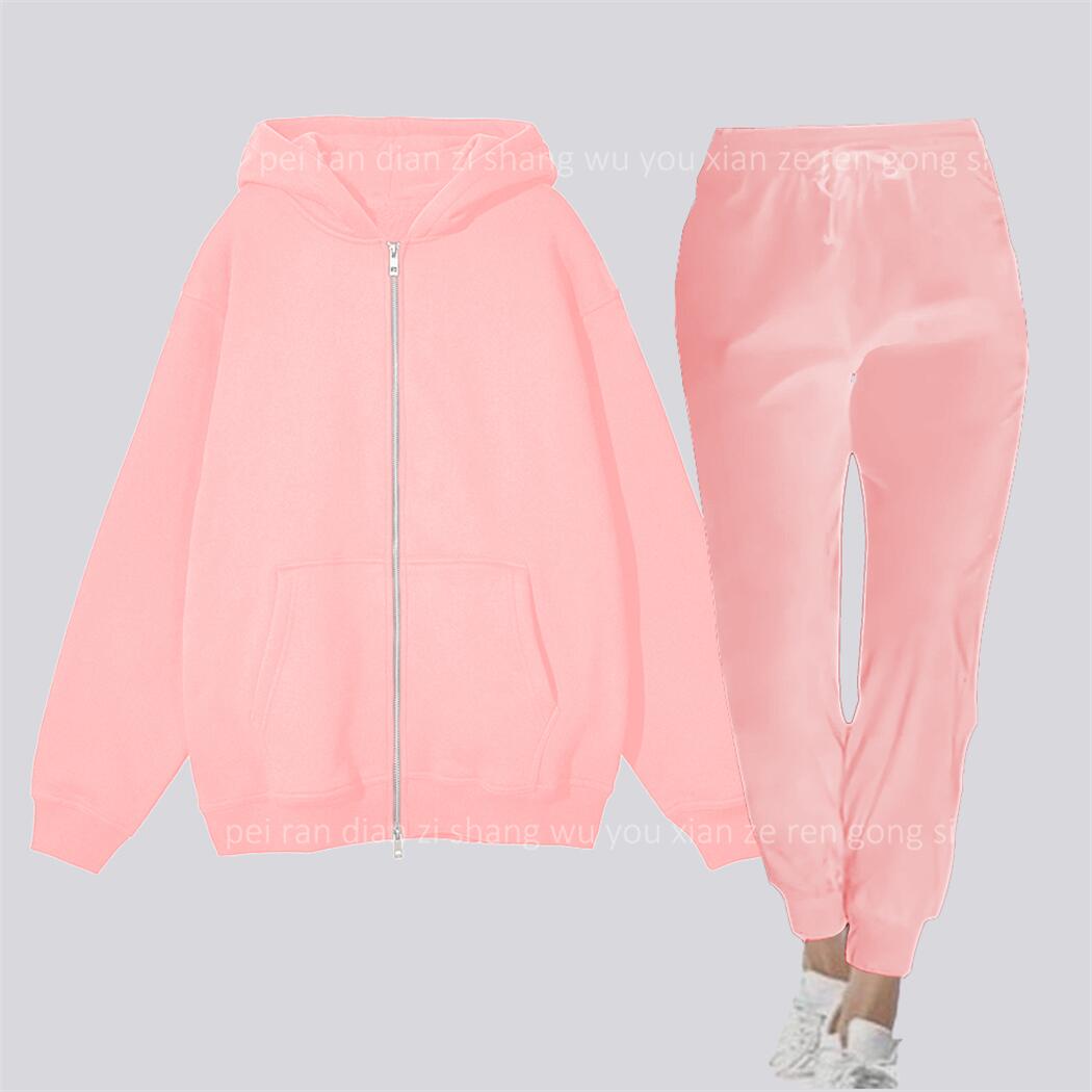Quality Winter Clothing - Reißverschluss-Cardigan, blanko, Damen-Hoodie und Jogginghose, zweiteiliges
