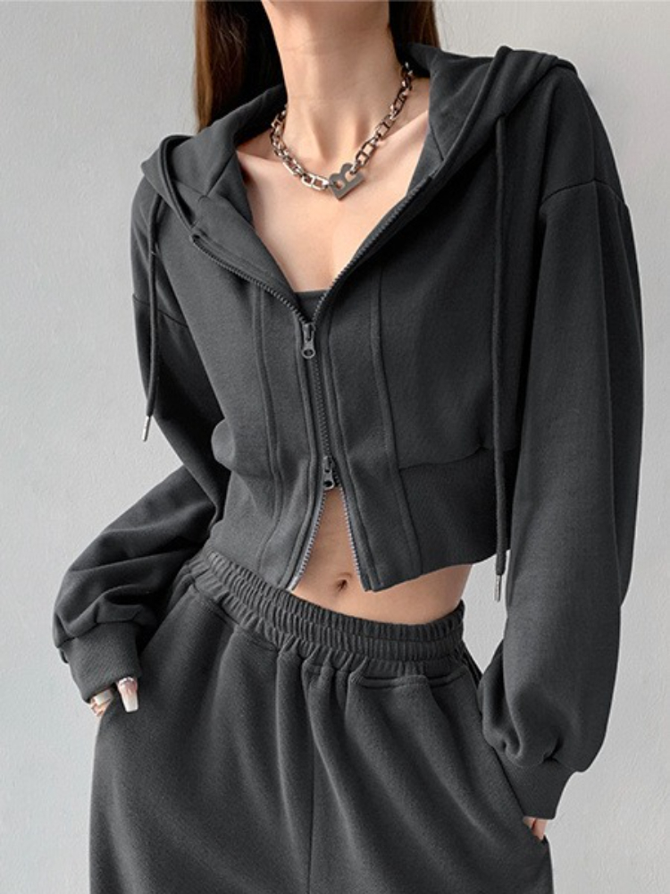 Winter Clothing Essentials For Women - Damen-Kapuzenpullover mit durchgehendem Reißverschluss, Sweatshirts, schlichte