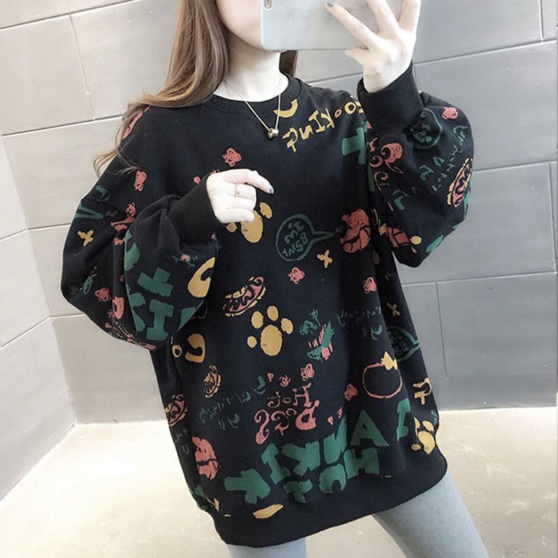Winter Clothing Essentials For Women - Lässige, bedruckte, lockere Damen-Sweatshirts, Y2k-Vintage-koreanische Kleidung,