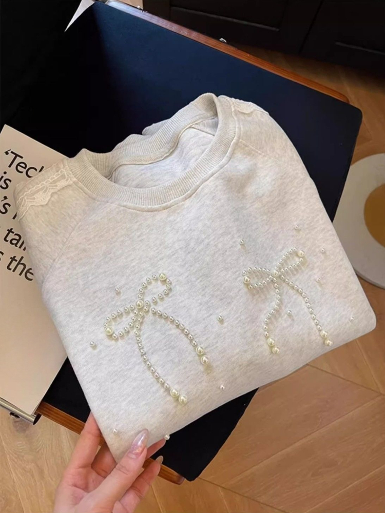 Rundhals-Perlen-Sweatshirt für – Winter Clothing Essentials For Women Bewertung und Preis
